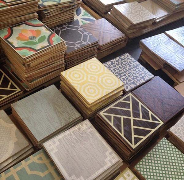 Stacks of colorful tiles
